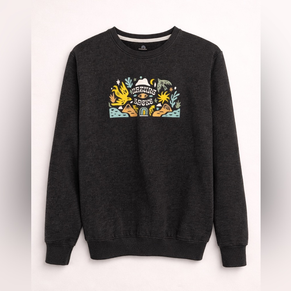 🌿 Nature Backs Graphic Sweatshirt • Recycled Cotton Blend • Made USA • Size M